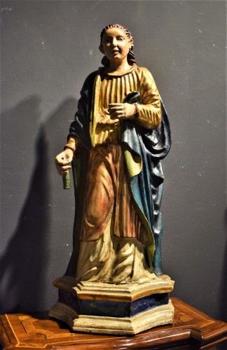 XVIIe siècle - Saint martyr en bois peint et doré, France XVIIe siècle